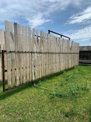 *30’ free-standing windbreak panels made with 3” pipe and 8 ft boards