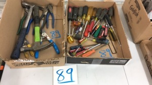 Assorted screwdrivers hammers pliers