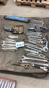 Assorted wrench sets and levels